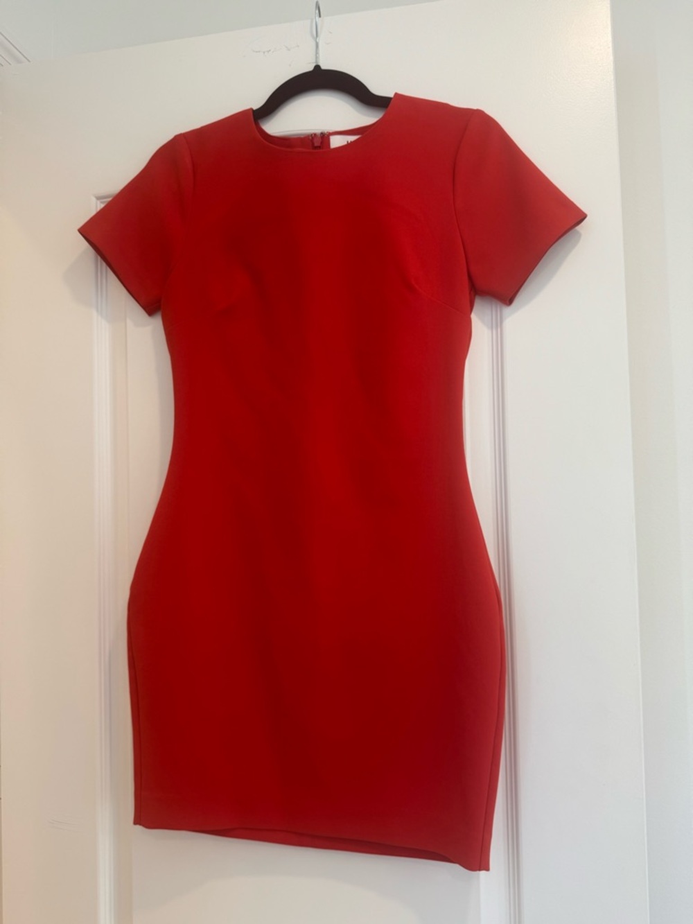 Likely Red Short-Sleeve Mini Sheath Dress